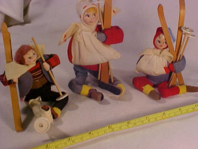 Lot of 3 Early Possible Snow Skiing Dolls: Lot of 3 Early Possible Snow Skiing Dolls w/ All Accesseries