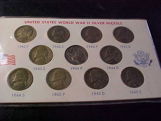 World War II silver nickles set. 1942-1945: World War II silver nickles set. 1942-1945
