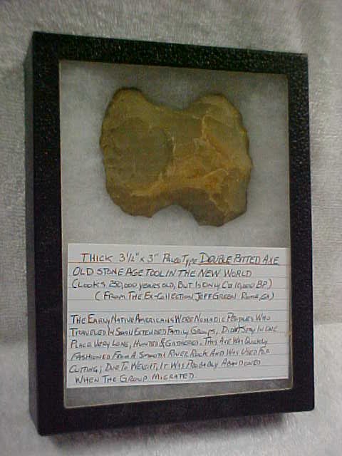 Thick 3 1/2" x 3" Paleo type double bitted axe: Thick 3 1/2" x 3" Paleo type double bitted axe. From NW Georgia or NE Alabama
