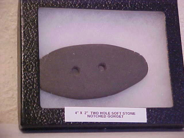 4" x 2" Two hole oval notched gorget: 4" x 2" Two hole oval notched gorget