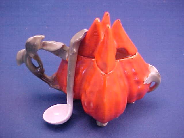 Royal Bayreuth Red Pepper Condiment w/Lid and Spoon: Royal Bayreuth Red Pepper Condiment w/Lid and Spoon. Measures 3-1/2" tall. No markings