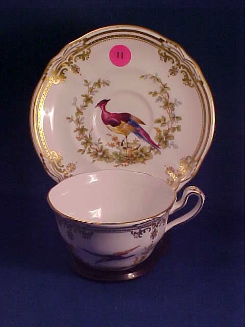 Signed Spode cup & saucer "Chelsea Bird": Signed Spode cup & saucer "Chelsea Bird". Plate measures 6-1/4" wide