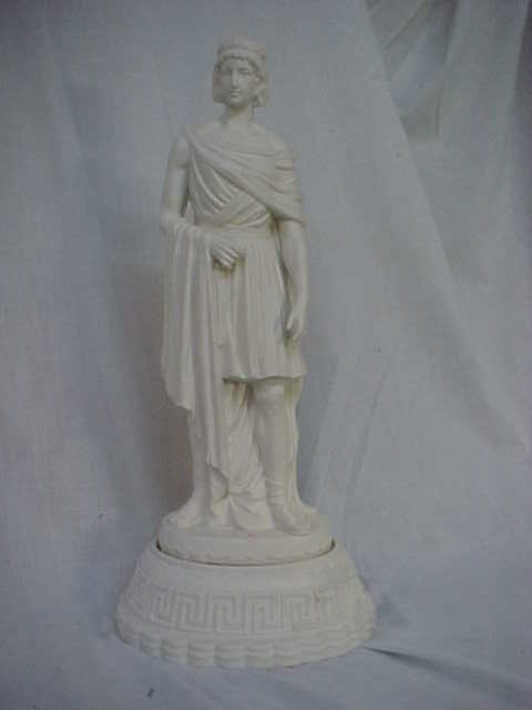 Parian Ware porcelain statue of man: Parian Ware porcelain statue of man. Measures 16-3/4\" tall