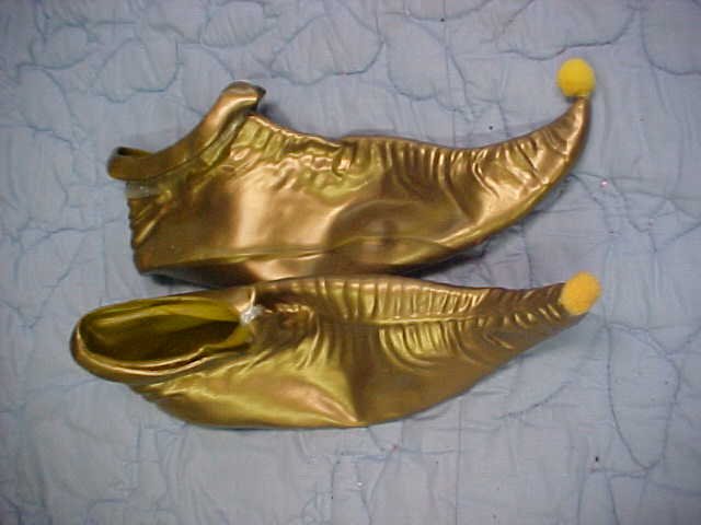Pair of adult large gold elf shoes: Pair of adult large gold elf shoes