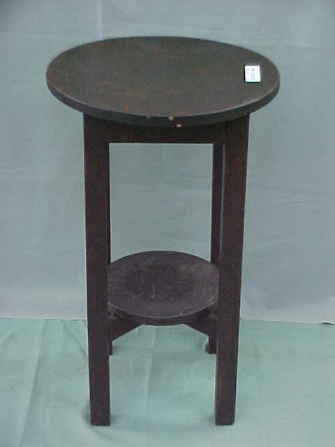 Primitive figured or curly pine round stand w/shelf: Primitive figured or curly pine round stand w/shelf. Measures 30" tall x 18" wide.