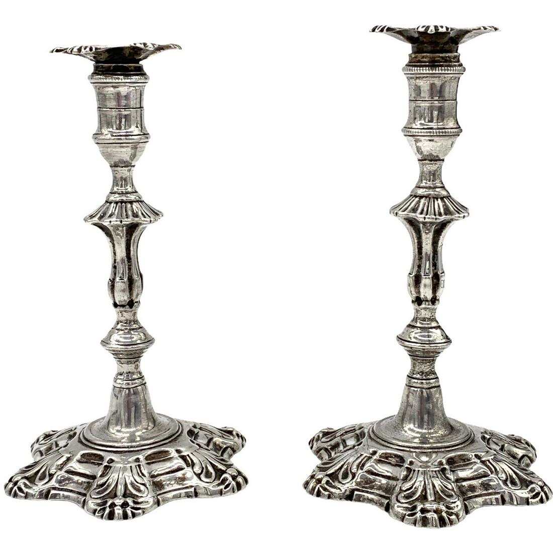 A Pair Of Silver Candlesticks, 18th Century (1 of 4)