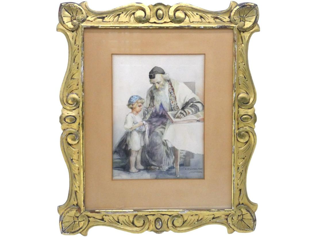 Watercolor by 'A. Rychter-May, Jerusalem' (1 of 3)