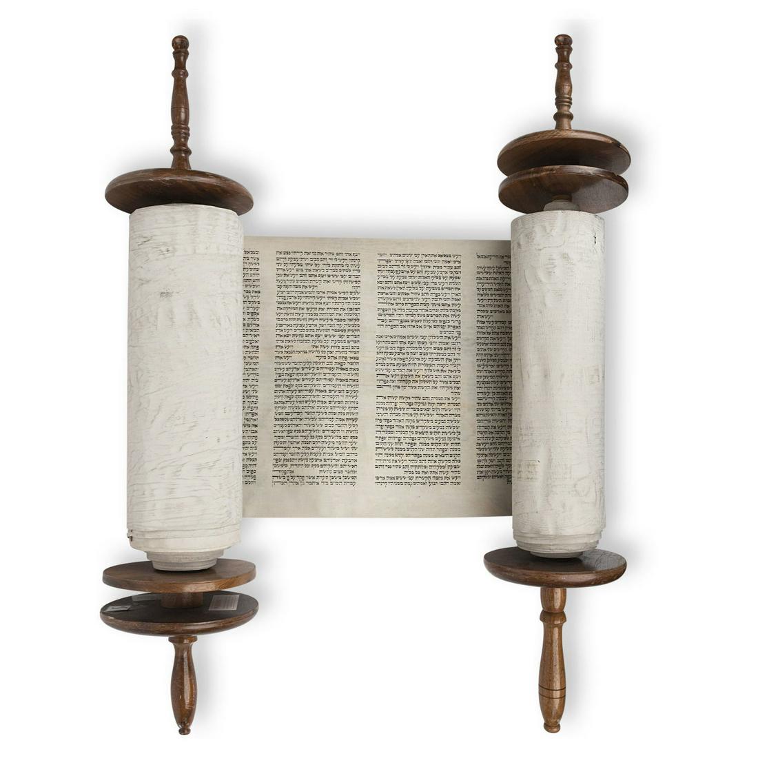 A Modern Small Torah Scroll with Mantle (1 of 5)