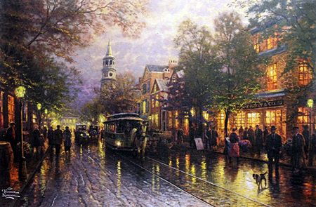 Giclee on Canvas after Thomas Kinkade: Giclee on Canvas, Plate signed, Approximately 21" x 30 1/2" in.