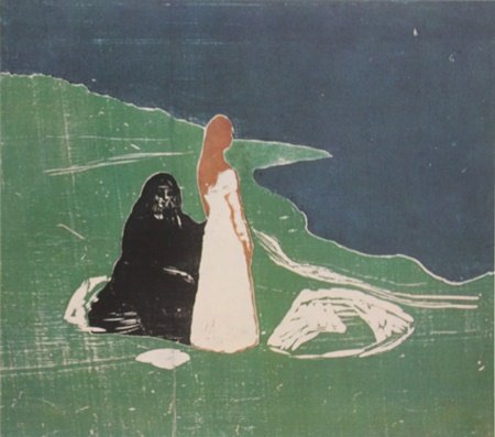 Print "Woman on the Beach" after Edvard Munch: Print, Approx. 11" x 9" In.