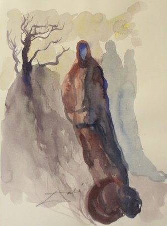 Original Watercolor on Paper by Salvador Dali: Original Watercolor on Paper by Salvador Dali; signed, size approx. 15 x 11 in. Salvador Felipe Jacinto Dali y Domenech AKA : Salvador Dali (Born 05/11/1904 - Died 01/23/89) Was born Figueres, Spain. 