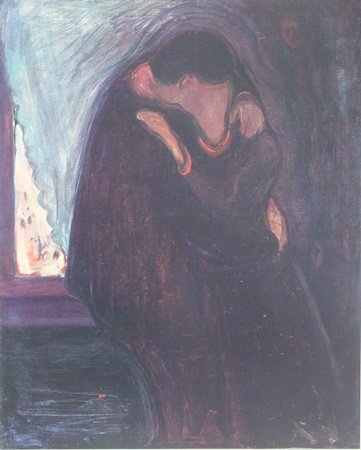 Print "Kiss By The Window" after Edvard Munch: Print, Approx. 11" x 9" In.