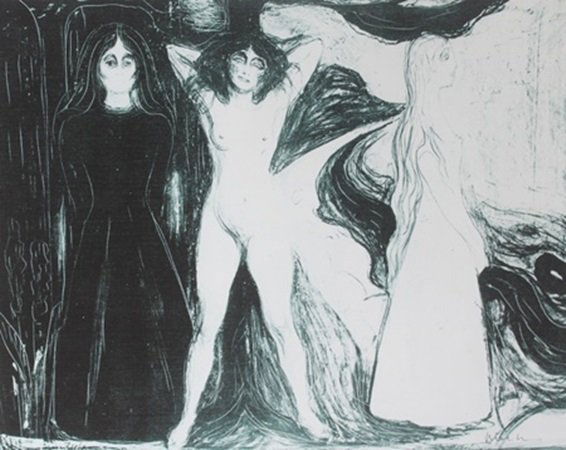 Edvard Munch Lithograph: Lithograph, Hand Signed in the manner of Edvard Munch, Size Approx. 11" x 14" in.