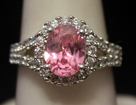 Lady's Fancy Silver Ring with Pink & White Sapphires: Lady's Fancy Silver Ring with Pink & White Sapphires, twt approx. 4cts.