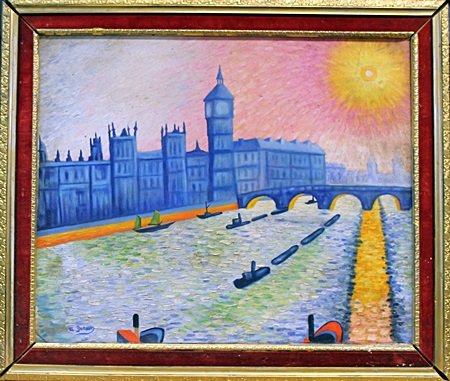 Oil Painting on Canvas by Andre Derain: Framed, Oil Painting on Canvas, Hand Signed by the artist, Size Approx.
