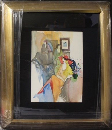 Original Watercolor Painting By Itzchak Tarkay (20MF): Framed, Original Watercolor Painting on Paper, Signed, Approximately 21 1/2" x 18" in.