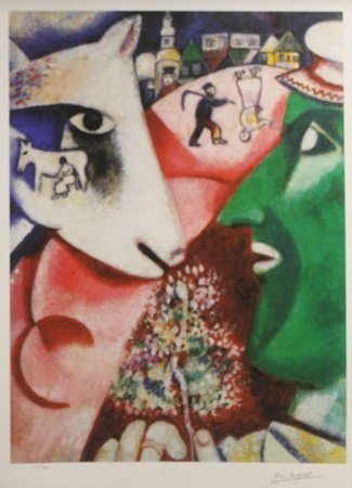 Lithograph "I and the Village" After Marc Chagall: Lithograph "I and the Village" After Marc Chagall, , Signed, Size Approx. 31 x 22 1/2 In. Marc Zakharovich Chagall (July 6th 1887 – March 28th 1985) "The quintessential Jewish artist of the twentiet
