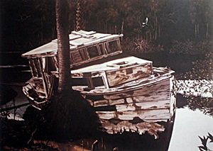 Lithograph Abandoned - David Mann: Lithograph Abandoned After David Mann; , pencil signed, size approx. 22 1/2 x 28 1/2 in. David Dave Mann (September 10, 1940 – September 11, 2004) was a California graphic artist whose paintings c