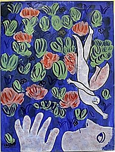 Oil Painting on Paper by Marc Chagall: Oil Painting on Paper, Hand Signed, Size Approx. 16" x 12" in.