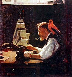 Print Old Sea Captain - Norman Rockwell: Print Old Sea Captain After Norman Rockwell; plate signed, size approx. 17 x 11 in. Norman Percevel Rockwell AKA: Norman Rockwell (02/03/1978 - 11/08/1978) Was born in Brooklyn, New York. Occupation I