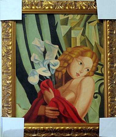 Oil on Canvas attributed to Tamara De Lempicka: Oil on Canvas Attributed to the artist Tamra De Limpcka, Size Approx. 22 "x 18" in.
