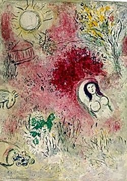 Lithograph by MARC CHAGALL- Chloe: Marc Chagall Lithograph from Verve: The Ultimate Review of Art and Literature (1937-1960) lithograph approx. 13"x10" Chloe