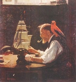 Print Old Sea Captain - Norman Rockwell: Print Old Sea Captain After Norman Rockwell; plate signed, size approx. 17 x 11 in. Norman Percevel Rockwell AKA: Norman Rockwell (02/03/1978 - 11/08/1978) Was born in Brooklyn, New York. Occupation I