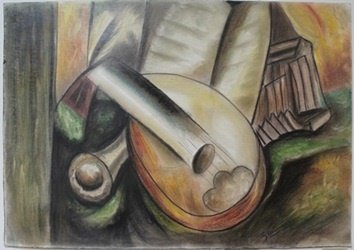Pastel Painting on Paper by Georges Braque: Hand Signed, Pastel Painting on Paper, Size Approx. 14" x 19" in.