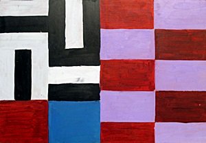 Oil Painting on Paper by Sean Scully: Oil Painting on Paper, Unsigned, Size Approx. 19 x 13 1/2 In.