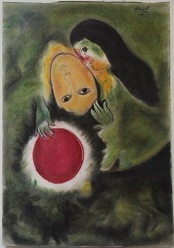 Pastel Painting on Paper by Marc Chagall: Hand Signed, Pastel Painting on Paper, Size Approx. 20" x 14" in.
