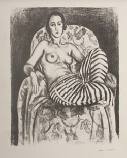Odalisque with Bayadère Culottes, 1925 - Henri Matisse: Lithograph After Henri Matisse; plate signed, size approx. 13 1/2 x 11 in. Henri-Émile-Benoît Matisse ( 31 December 1869 – 3 November 1954) was a French artist, known for his use of colour and hi