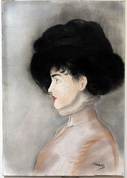 Pastel Painting on Paper by Edouard Manet: Hand Signed, Pastel Painting on Paper, Size Approx. 20" x 14" in.