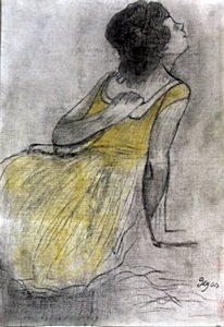 Graphite Drawing on Paper - E. Degas: Graphite Drawing on Paper Attributed to the artist Edgar Degas, Hand Signed "Degas", Approximate Size: 12 x 8 1/2 Inches