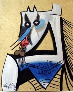 Oil Painting on Paper by Wilfredo Lam: Hand Signed, Oil Painting on Paper, Size Approx. 17" x 14" in.