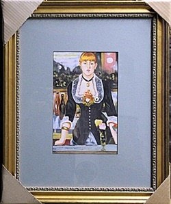 Mixed Media Original On Paper Edouard Manet: Mixed Media Original On Paper, Size Approx 24 1/2" x 21 1/2" in. Edouard Manet - Born January 23, 1832 Paris, France - Died April 30, 1883 at aged 51. He was one of the first 19th-century artists to p