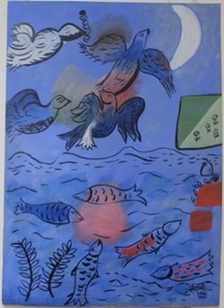 Oil Painting on Paper by Marc Chagall: Hand Signed, Oil Painting on Paper, Size Approx. 19" x 14" in.