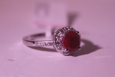Exquisite Sterling Silver Ring with Pigeon Blood Ruby: 925 Sterling Ring - Pigeon Blood Ruby; Gemstone 2 ct twt; Diamond .5 ct dwt