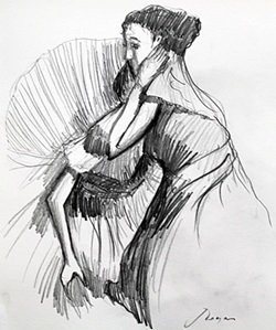 Pencil Drawing - Signed Degas: Original Pencil Drawing on Paper in the manner of Edgar Degas, Size Approx. 14" x 11" in.