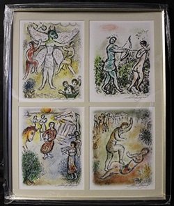 Lithographs 4-in-1 by Marc Chagall: Lithographs 4-in-1 by Marc Chagall, Size Approx. 34 x 28 In.