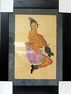 Nude Girl (Seated) - Gouache on Paper by Egon Schiele: Gouache on Paper, Hand Signed and Dated, 1911' , Approximate Size: 27 x 20 Inches // Item comes Professionally Framed and Matted