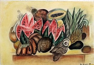 "Still Life" Patel Drawing on Paper - Frida Kahlo: Pastel Drawing on Paper, Hand Signed by the artist, Size Approx. 20 x 14 In.