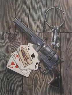 Lithograph - Dead Man's Hand - David Mann: Lithograph After David Mann; , pencil signed, size approx. 29 x 22 1/2 in. David Dave Mann (September 10, 1940 September 11, 2004) was a California graphic artist whose paintings celebrated biker