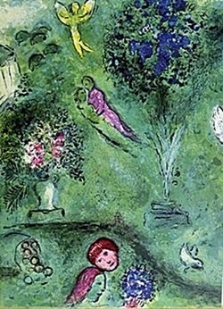 Lithograph by MARC CHAGALL- Philetas and his Orchard: Marc Chagall Lithograph from Verve: The Ultimate Review of Art and Literature (1937-1960) lithograph approx. 13"x10" Philetas and his Orchard Part 2