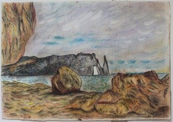 Pastel Painting on Paper by Claude Monet: Hand Signed, Pastel Painting on Paper, Size Approx. 14" x 20" in.