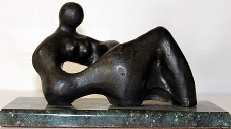 Bronze Sculpture - Henry Moore: Limited Edition, Hand Signed, Bronze Sculpture on a Marble Base, Size Approx. 7" x 5" x 10" in.