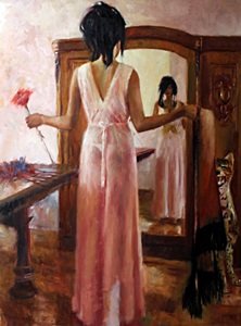 Mirrored Image - Original Oil by Jorn Fox: Original Oil Painting on Stretched Canvas, Hand Signed by the artist; Jorn Fox , Approximate Size: 40 x 30 Inches // . Jorn Fox was born in Southern California, he was exposed to art at an early age b