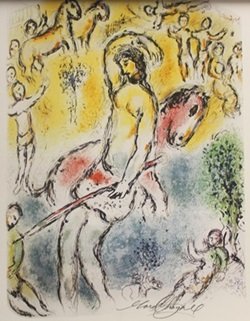Lithograph - Marc Chagall: Lithograph After Marc Chagall; pencil signed, size approx. 12 x 15 in. Marc Zakharovich Chagall (July 6th 1887 – March 28th 1985) The quintessential Jewish artist of the twentieth century Marc Chaga