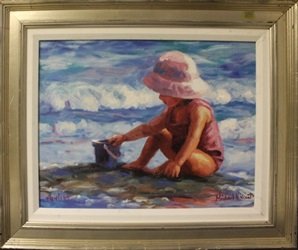 "Pink Hat" after Michael Vincent: Framed, Giclee on Canvas after Michael Vincent, Signed, Approximately 20" x 24" in.