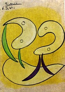 Two Girls - Pastel Drawing on Paper - Pablo Picasso: Pastel Drawing on Paper , Hand Signed, Size Approximate 19 x 13 In.