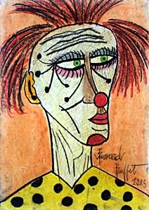 The Clown II - Pastel Drawing on Paper - Bernard Buffet: Pastel Drawing on Paper, Hand Signed, Size Approx. 17 x 12 Inches
